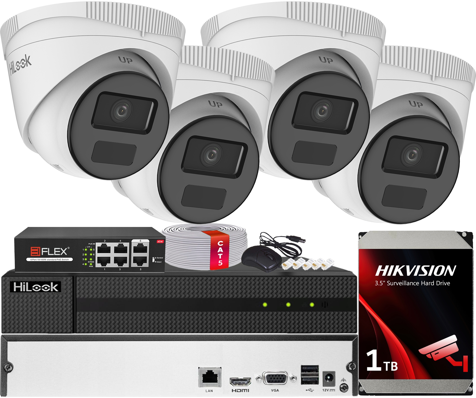 Sada Pro Monitorování 4 Kamer IPC-T221H-C 2MPx Hilook od Hikvision Hdd 1TB