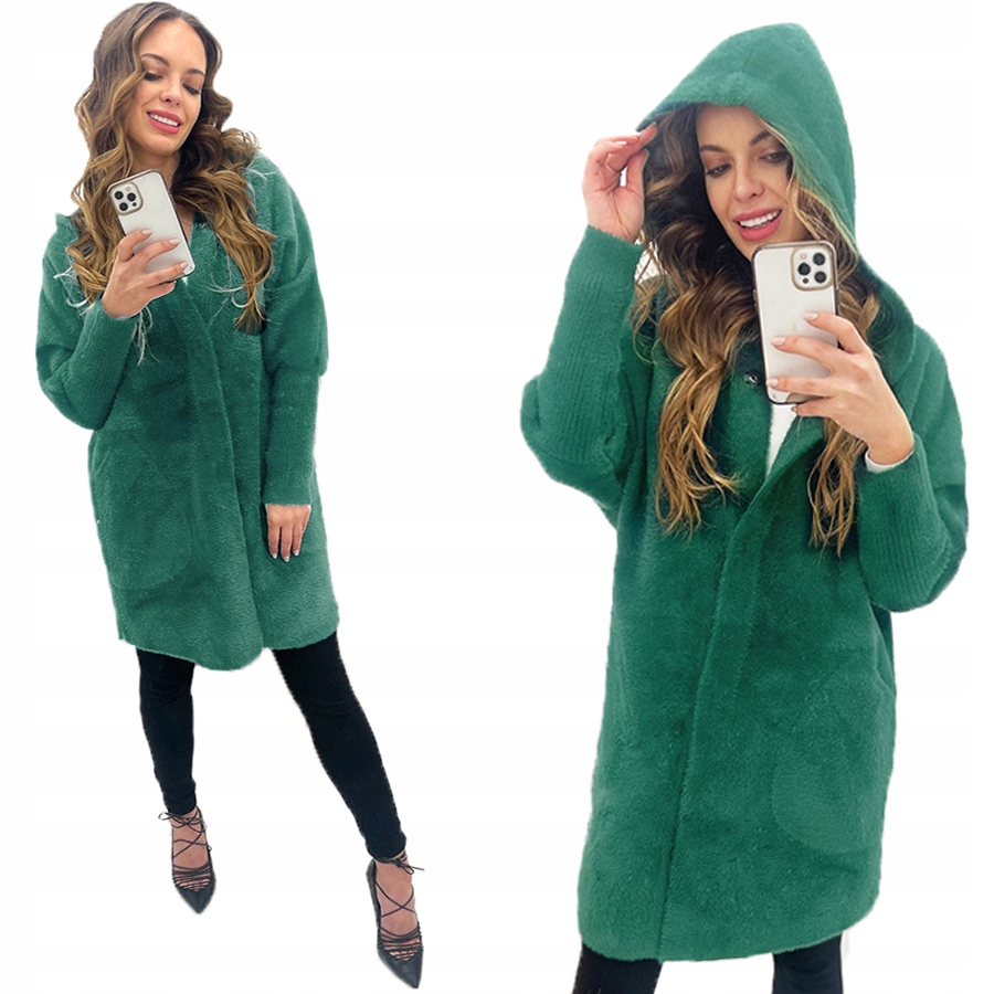 Alpaki_kabát Kapuce Vlna Alpaka Barvy Zhasnutá Zelená