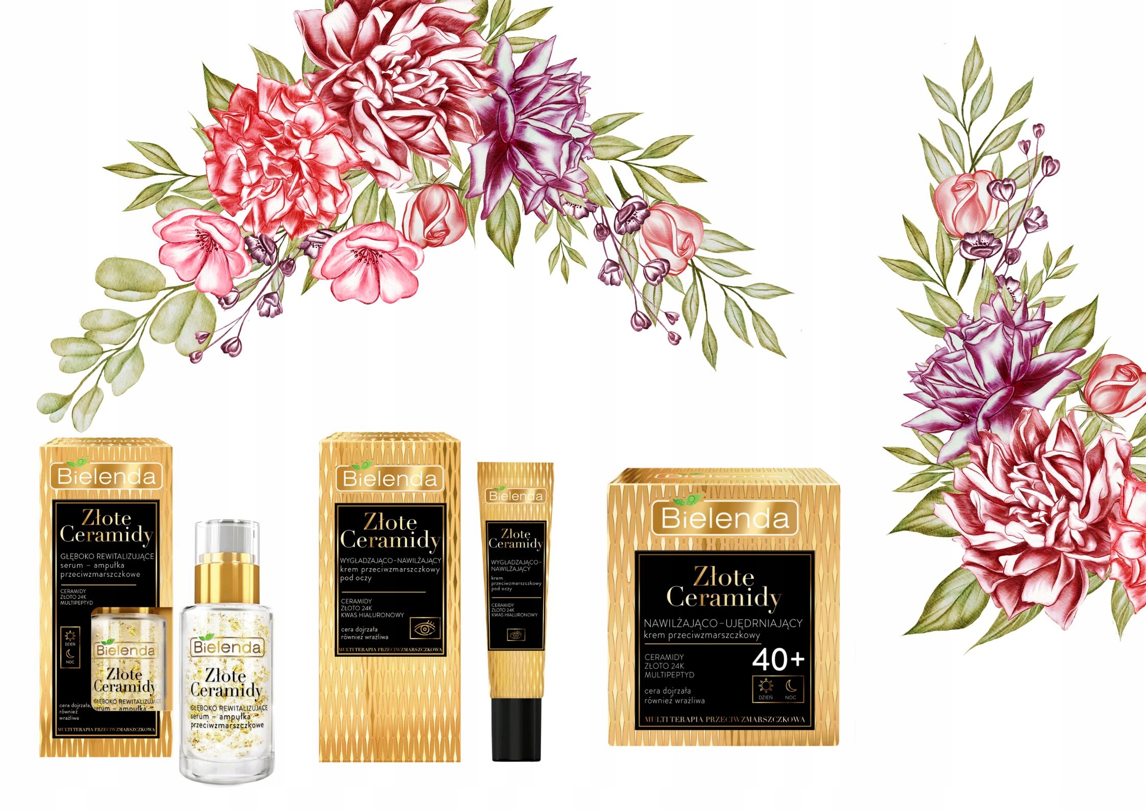 Bielenda zlatá ceramida sada prémiové kosmetiky 40+