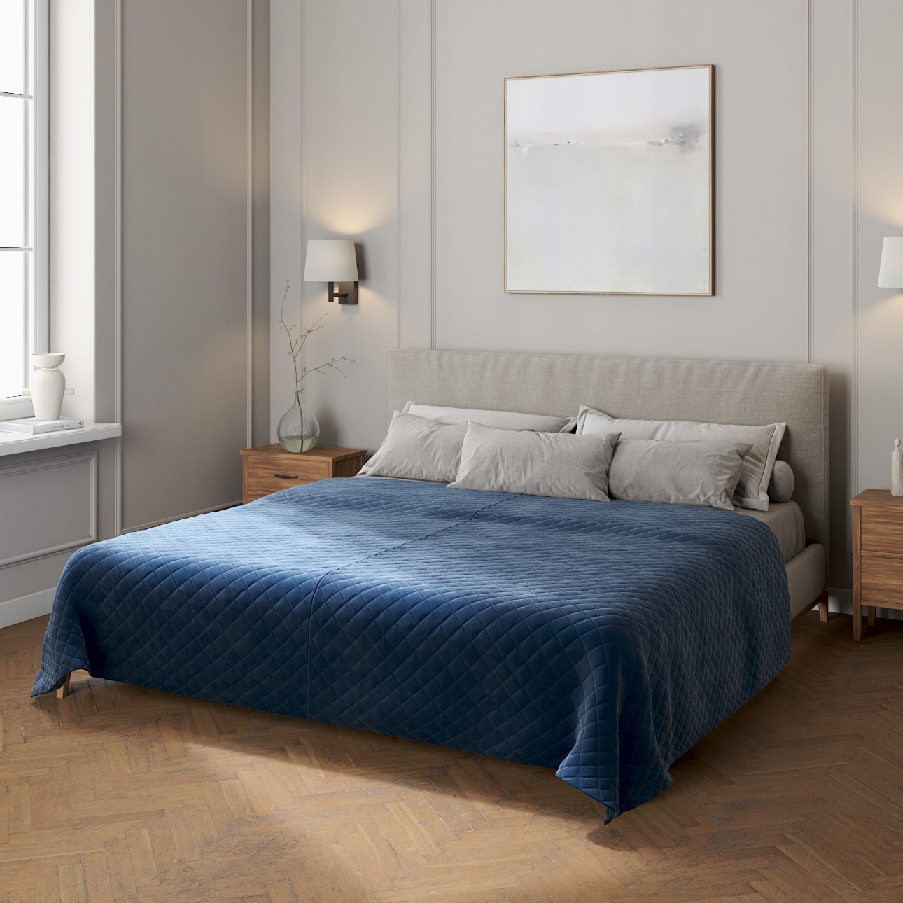 Dekoria Prošívaný přehoz v odstínech modré barvy