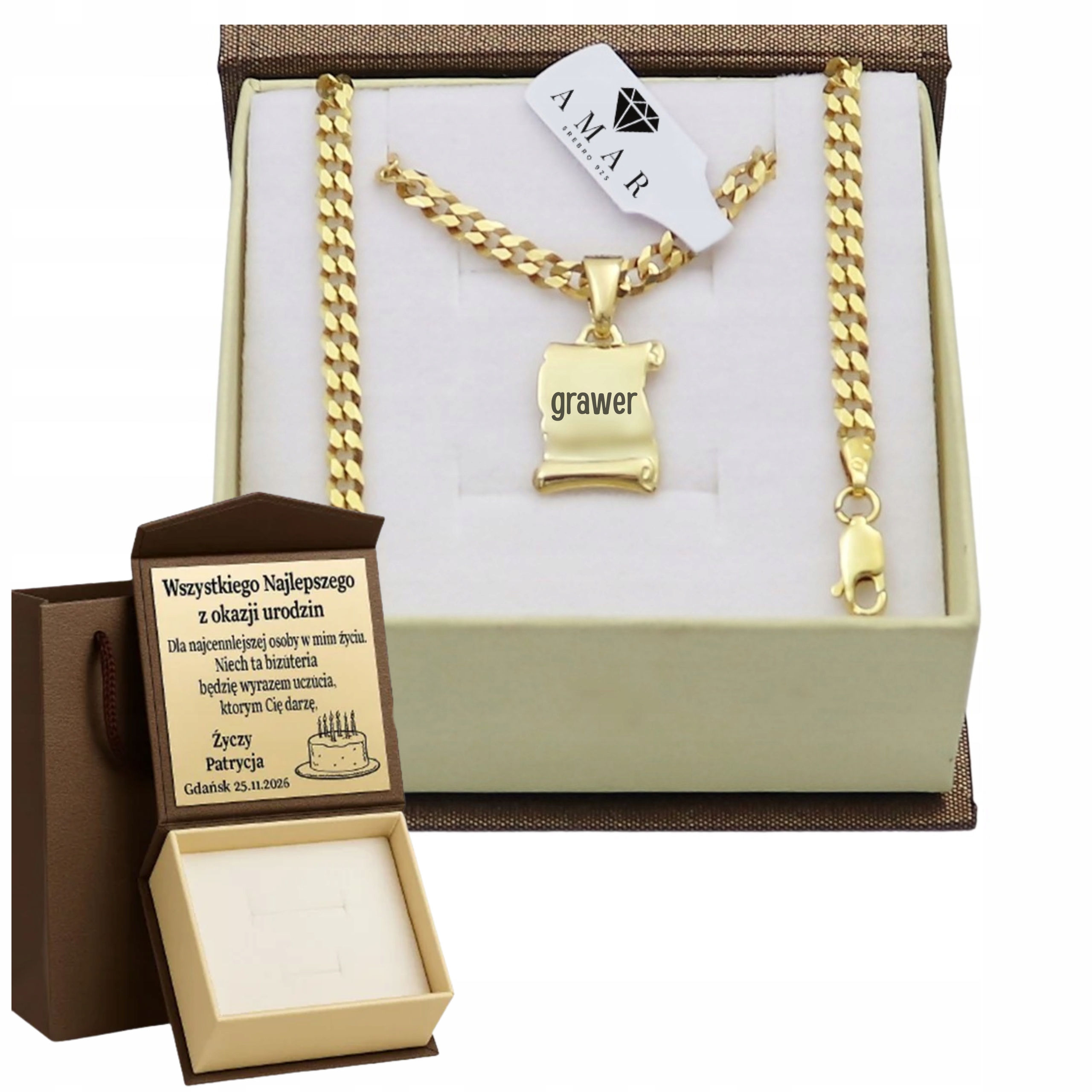 Zlatý Plný Řetízek Dámský Pancíř S Přívěskem Ryzost 925 585 Gravírování Bonus