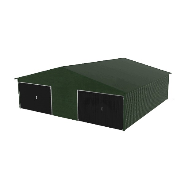 Plechová garáž 8x8 m dvoupolohová, dvoupolohová, zelená