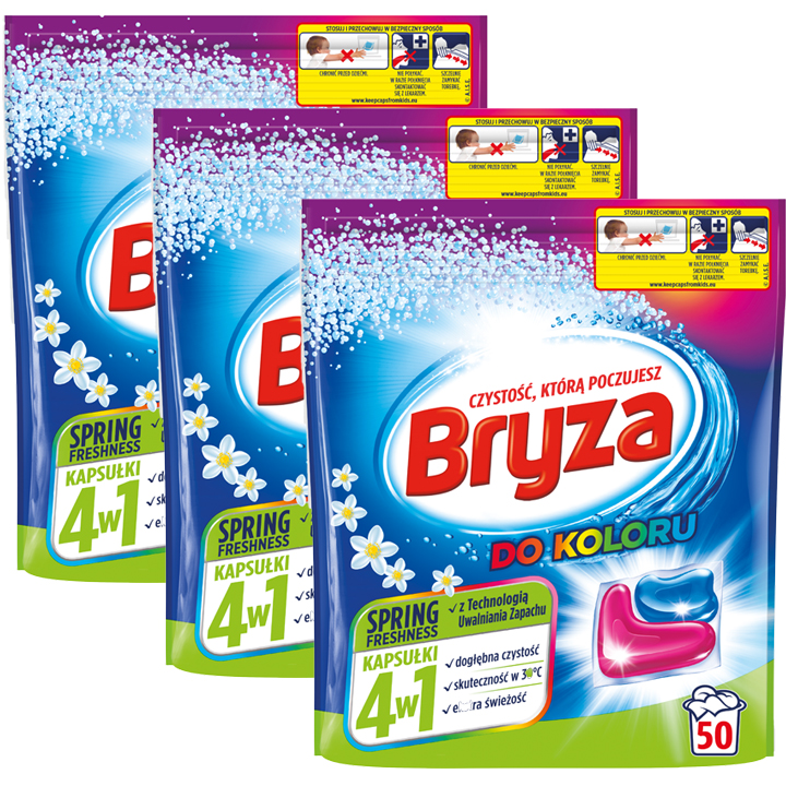 Levně 3x Kapsle na praní Bryza Barva Spring Freshness 4v1 3x 50 ks (150 Ks)