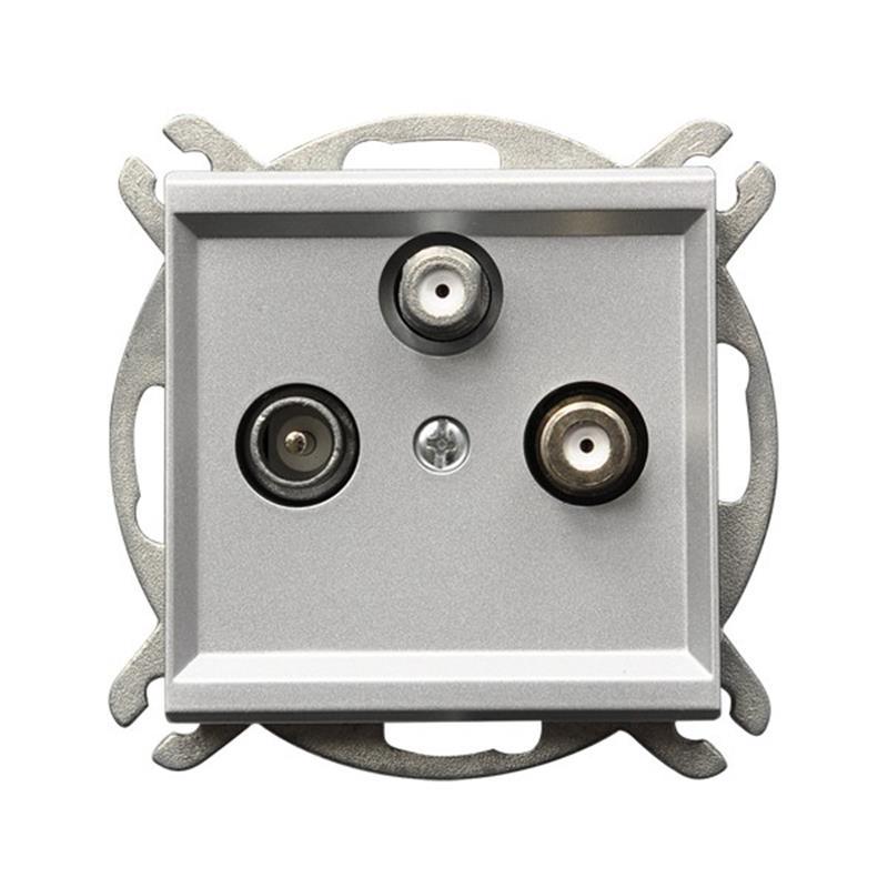 Ospel Sonata stříbrná zásuvka Rtv-sat GPA-R2S/m/38