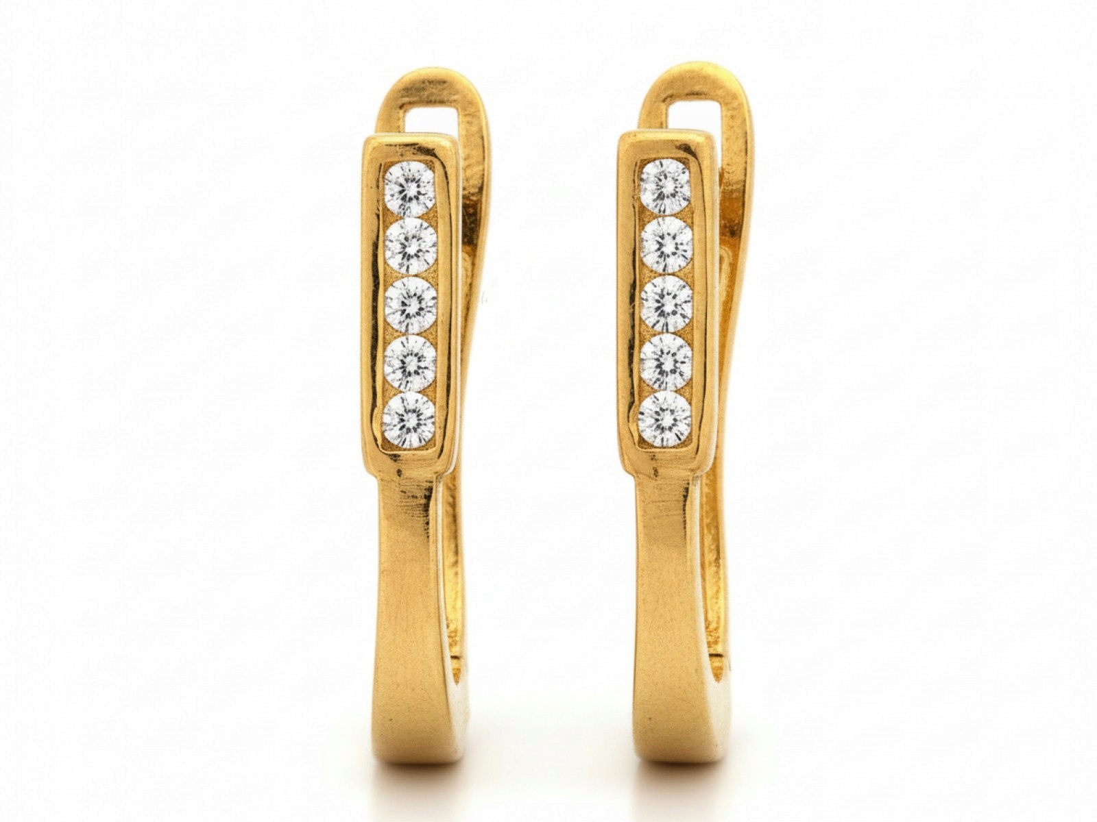 Zlaté náušnice pro ženu 585 s anglickým zapínáním a zirkony 14k