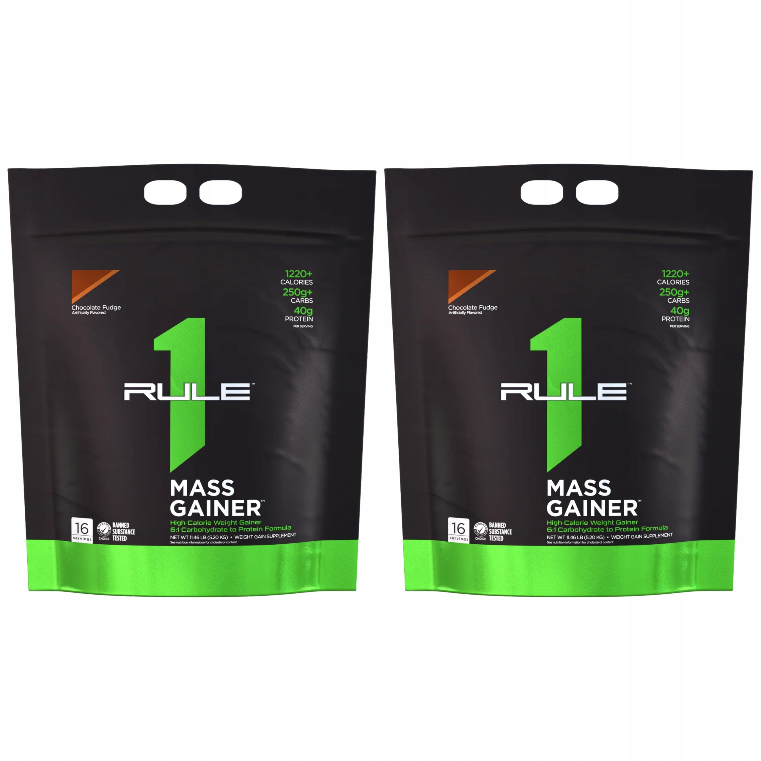 2x Mass Gainer 5200g Syrovátková bílkovina Svalová hmota Čokoláda Rule 1 R1
