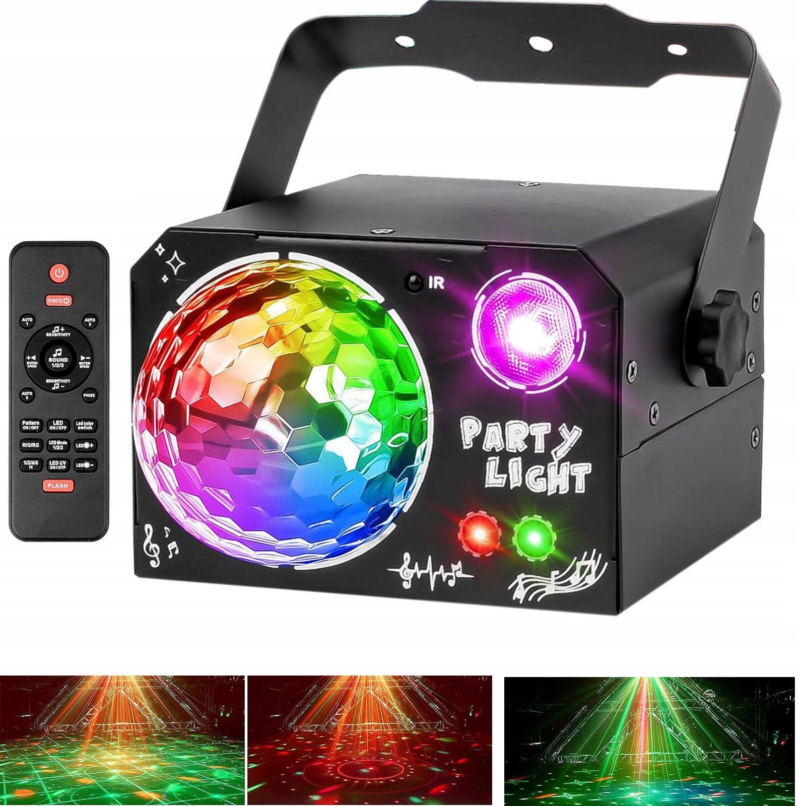 4W1 DISCO DJ PARTY PROJEKTOR OŚWIETLENIE SCENICZNE LED RGB + UV