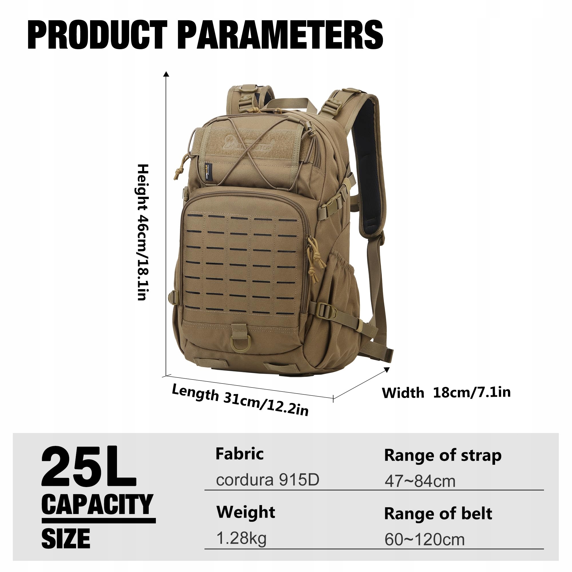 MARDINGTOP Plecak Taktyczny 25L Wojskowy Męski Outdoor Trekking Cordura — miniatura 2