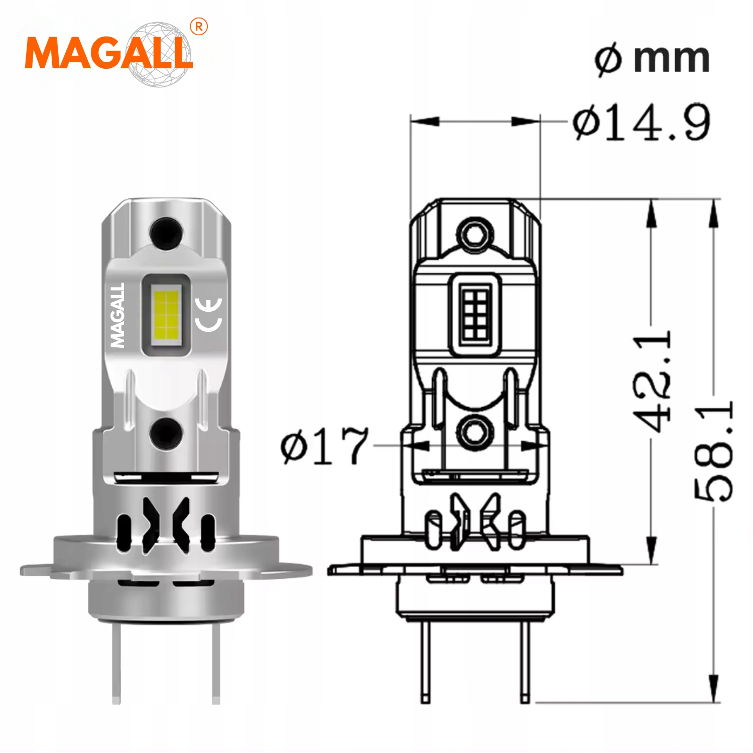 ŻARÓWKA H7 LED MAGALL X-PRO MOTOCYKL SKUTER 12V 35W 5500K 8000LM CANBUS EAN (GTIN) 5905771842161