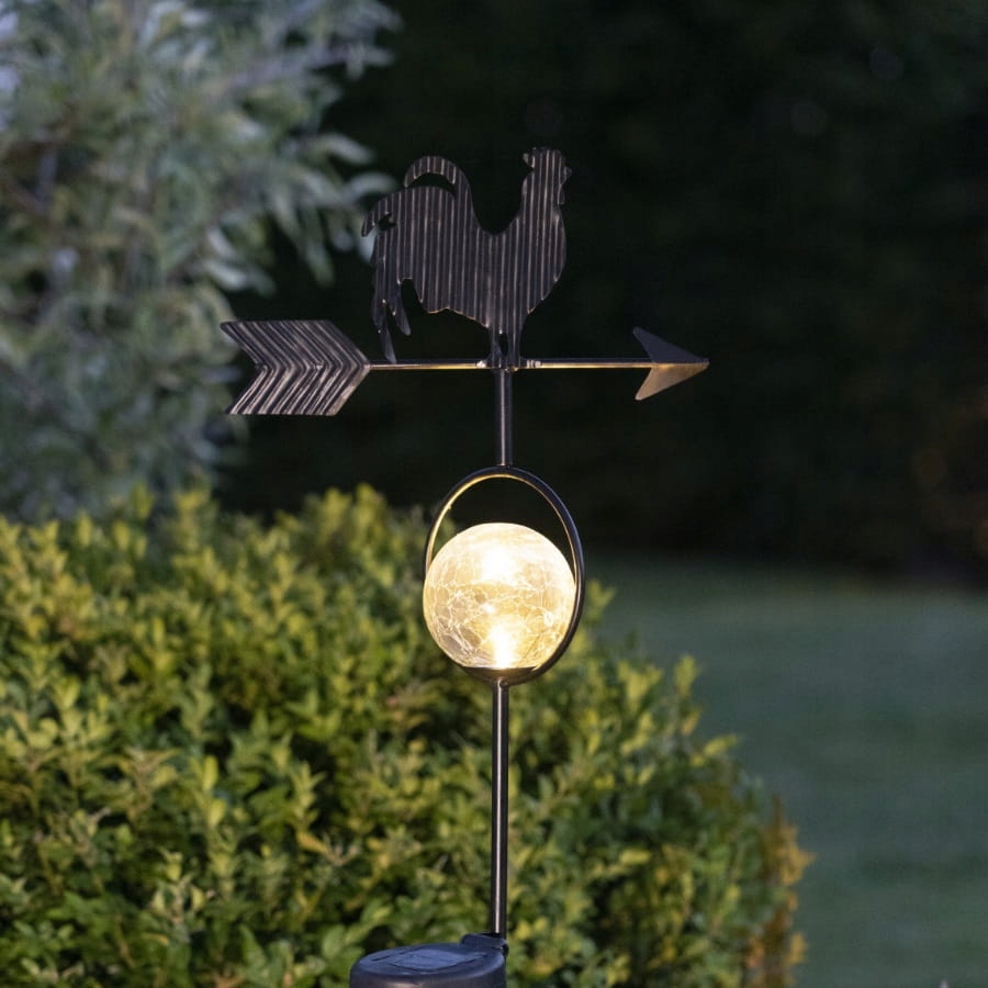 Ledowa lampa SOLARNA Kogut i strzałka LED IP44 czujnik zmierzchu CZARNA Marka Star Trading