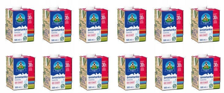 Levně 12 x 500 ml Łowicz Smetana Uht 30% Karton