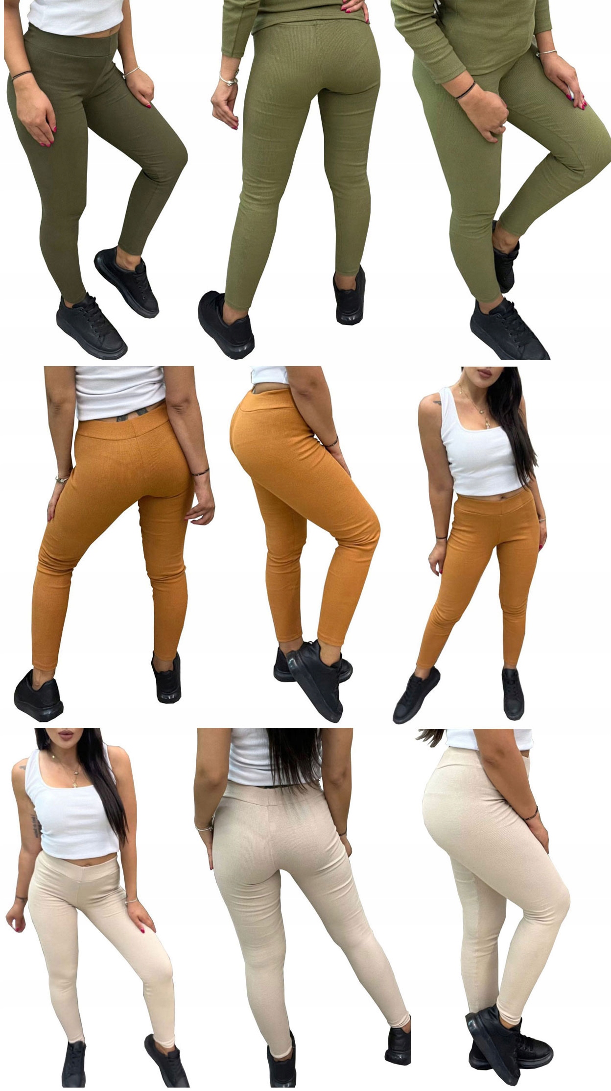 LEGGINSY PRĄŻKOWANE GETRY W PRĄŻKI SPODNIE RURKI M Wzór dominujący bez wzoru