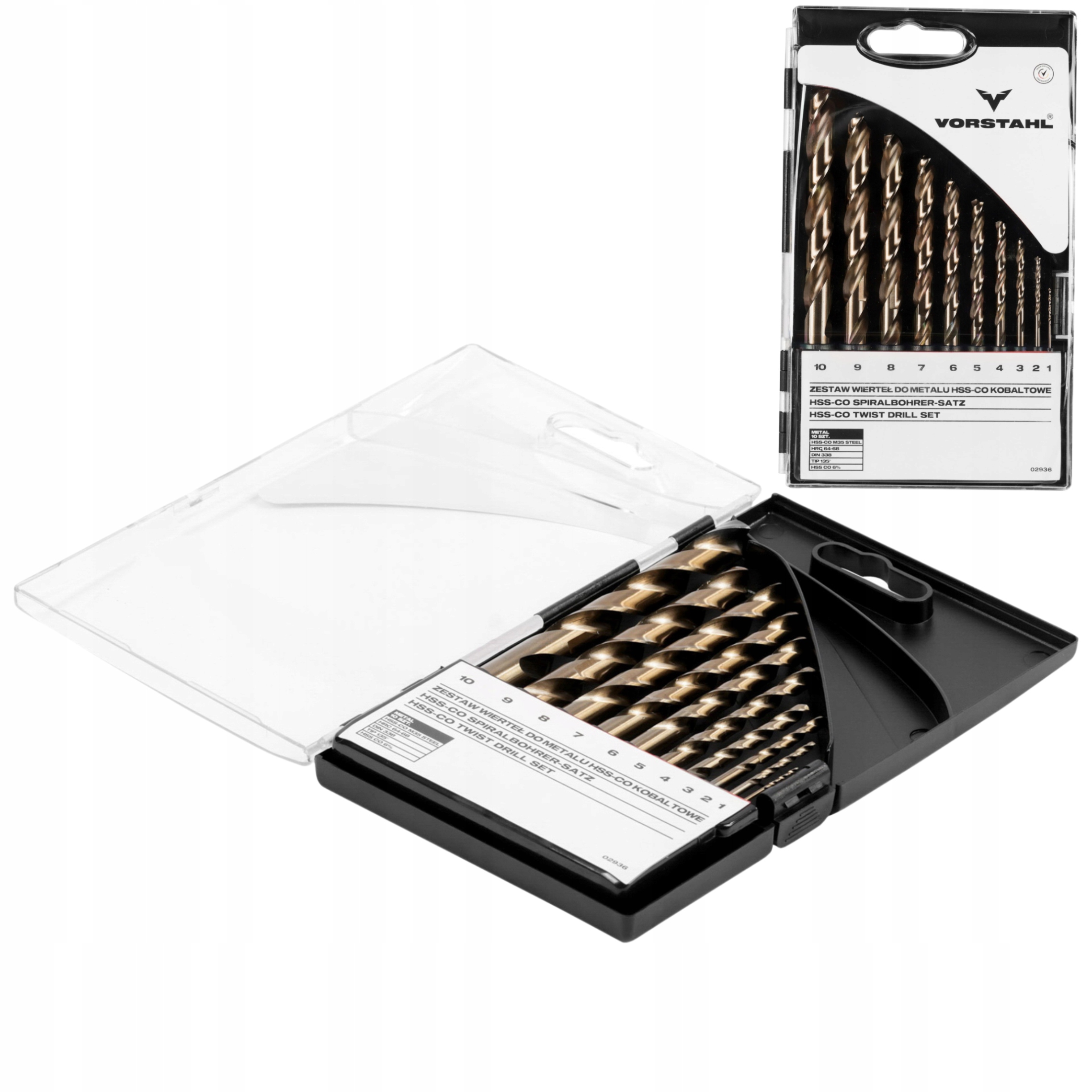 Zestaw wierteł do metalu Hss-co kobaltowe kpl. 10szt 1-10mm Vorstahl