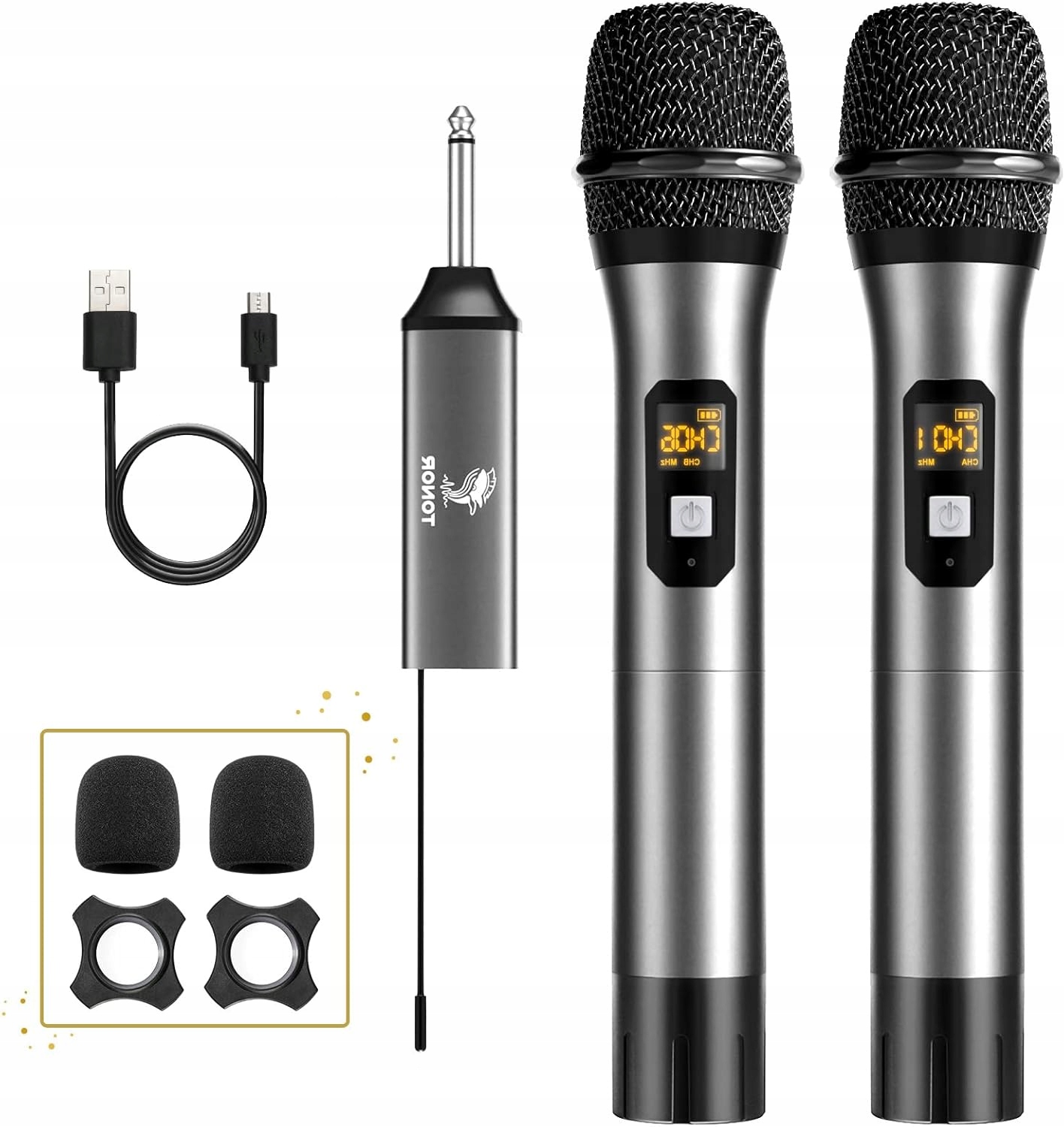 Sada bezdrátových mikrofonů Tonor TW630 Uhf 2x karaoke 60 m