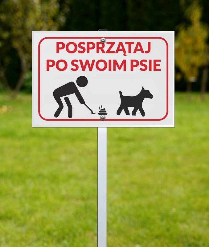 Tabliczka ZNAK na stelażu POSPRZĄTAJ PO SWOIM PSIE Marka inna