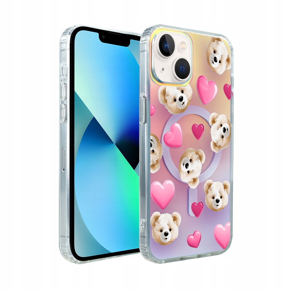 Pouzdro pro iPhone 13 Ibizu s MagSafe, měnící barvu, medvídek a srdíčka