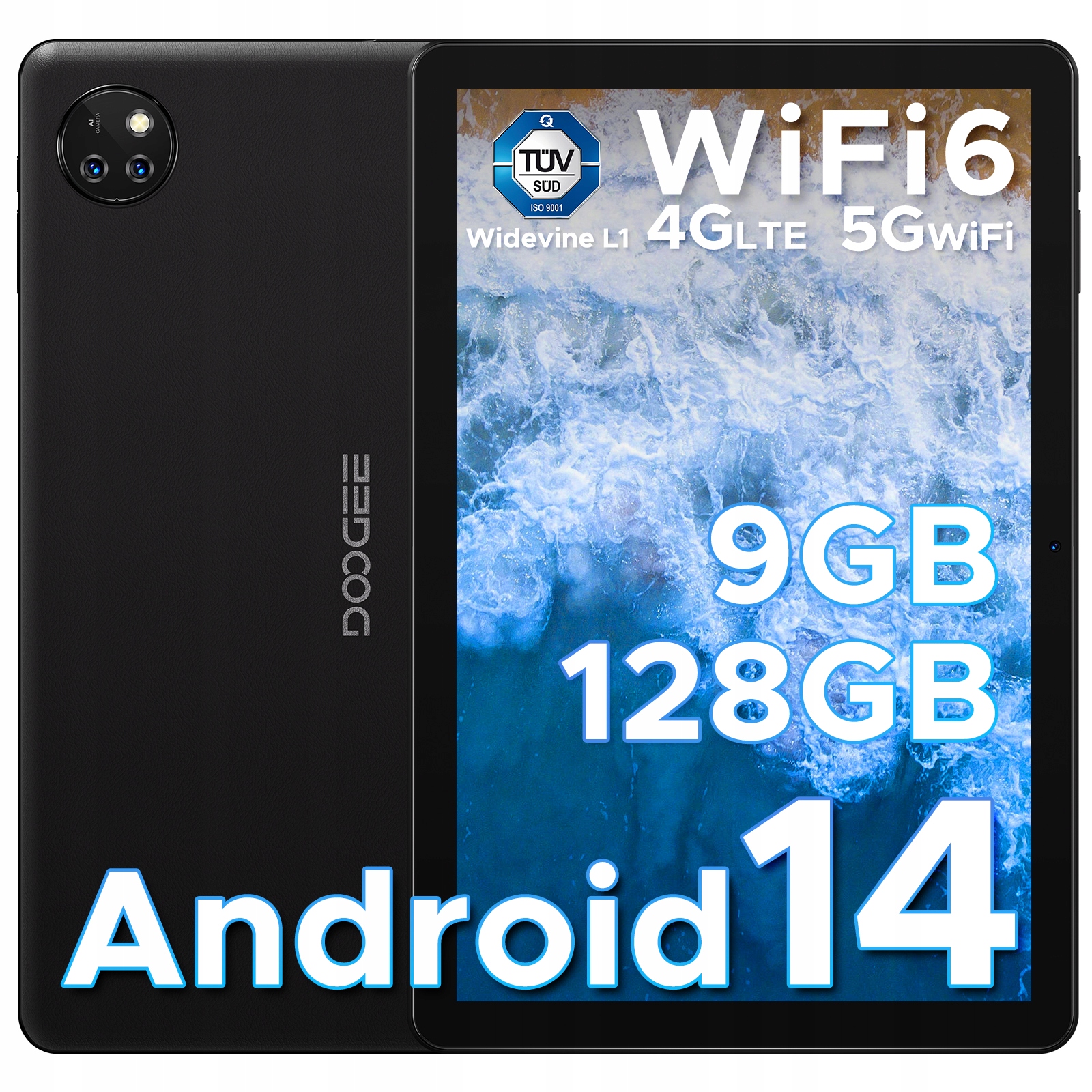 Tablet Doogee T10W 10,1“ 4G Wi-Fi 4 GB/128 Gb 1TB Gps Černý