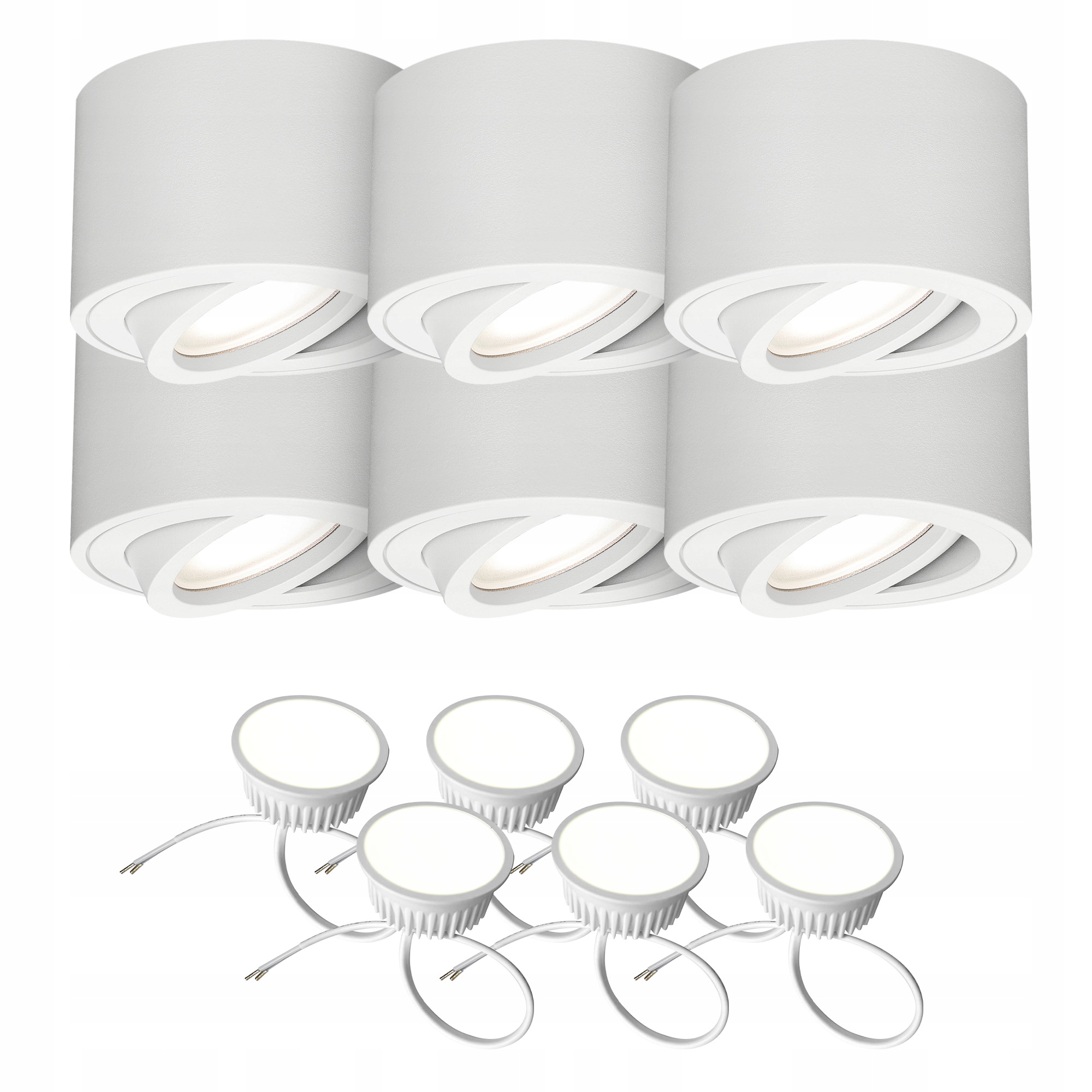 Edo 6x Oprawa Natynkowa Sufitowa Zalda Led 4,8W 4000K 500lm Ruchoma Biała