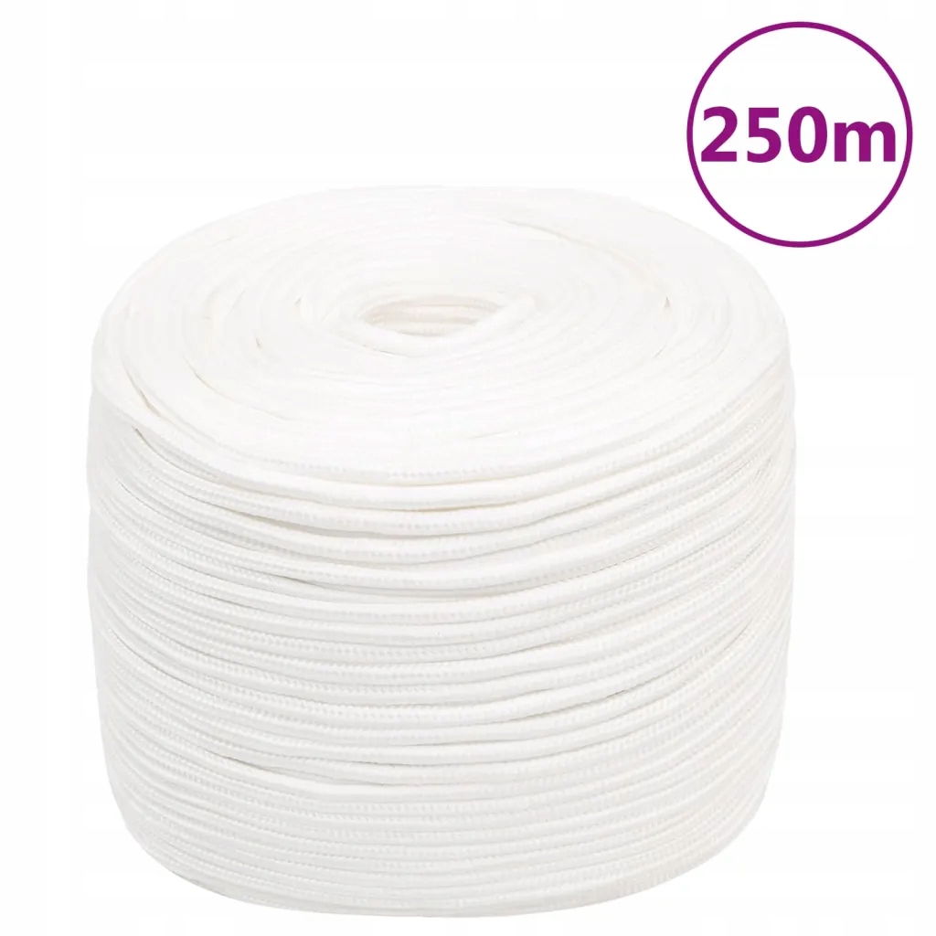 Polypropylenové lano pro plachtění a plachtění, bílé, 8 mm x 250 m