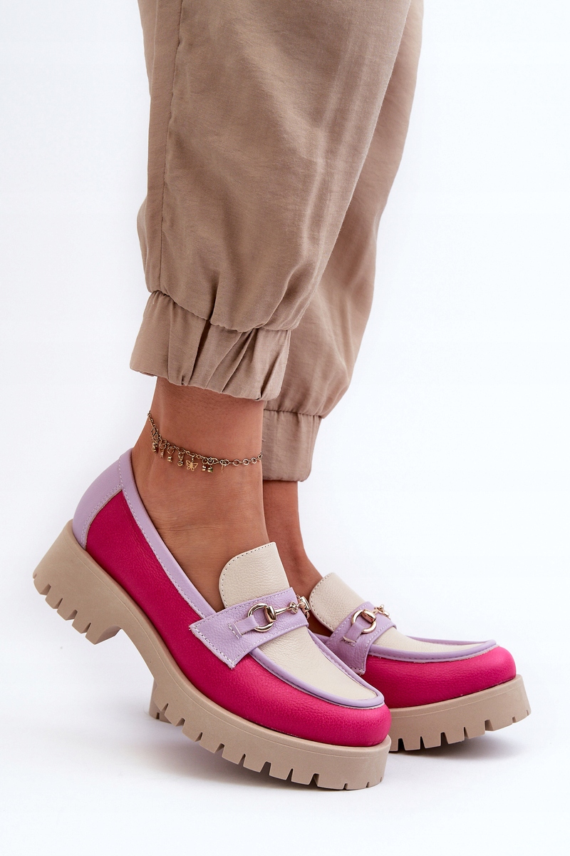 MOKASYNY DAMSKIE SKÓRZANE ZE ZŁOTĄ OZDOBĄ ZAZOO 3475 BEŻOWE 36 Rozmiar 36