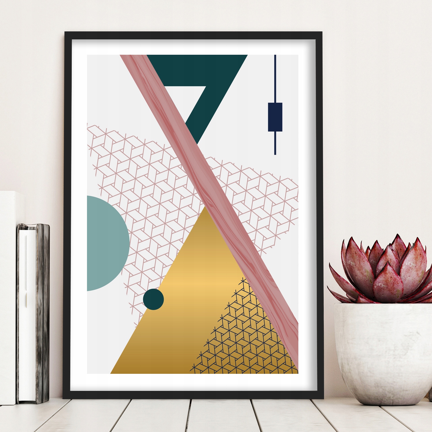 Nowoczense Plakaty Abstrakcja Geometria Złote XL Szerokość produktu 30 cm