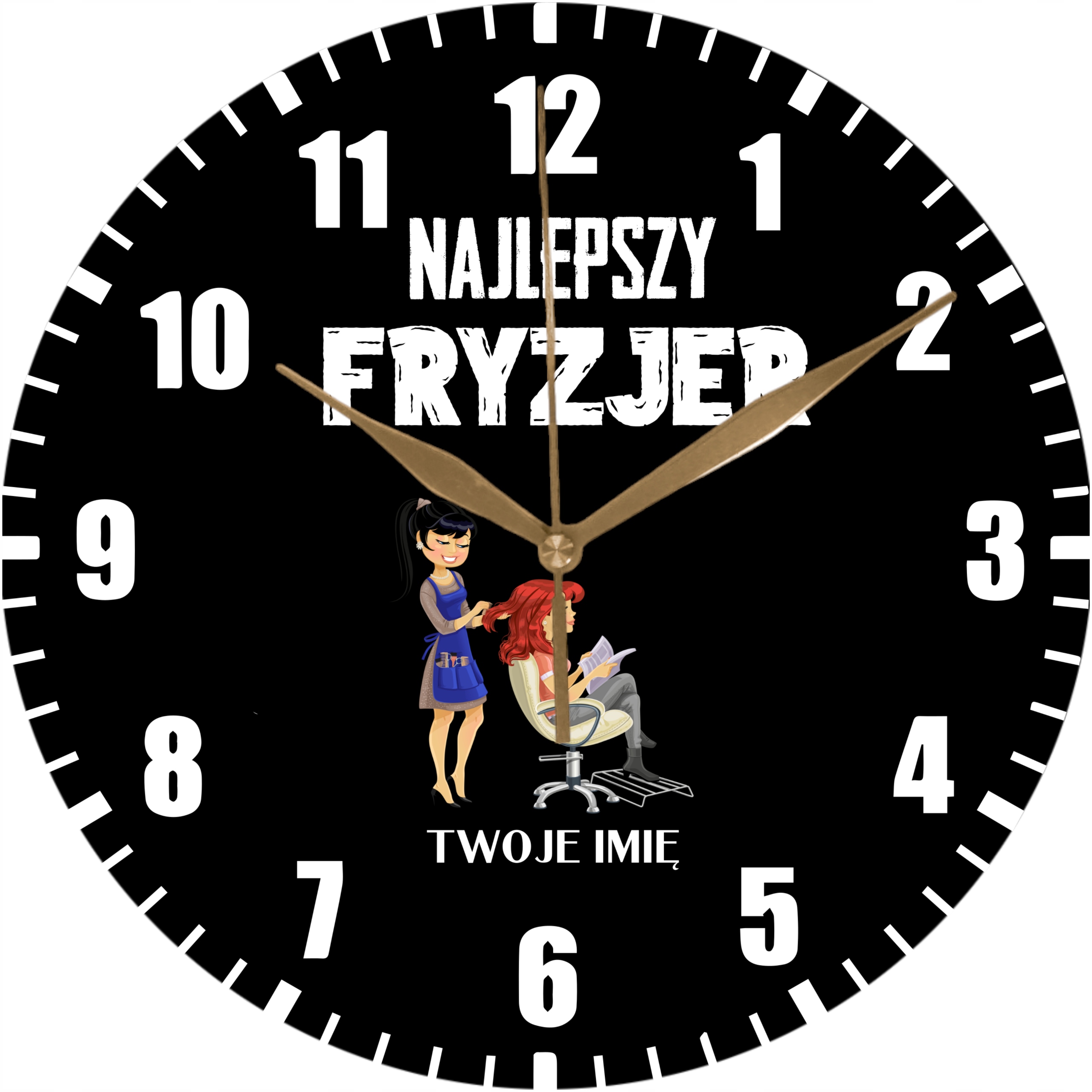 Zegar Ścienny Ozdobny Najlepszy Fryzjer Twoje Imię