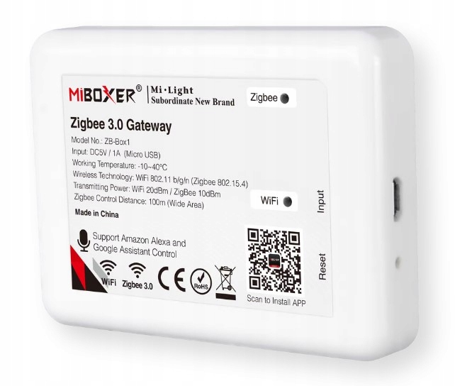 Brána ZigBee 3.0 MiBoxer ZB-BOX1 ovládání Tuya, Alexa, Google přes WiFi