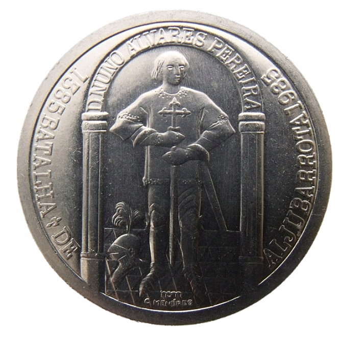 PORTUGALIA 100 ESCUDOS 1985 BITWA Aljubarrota AUNC