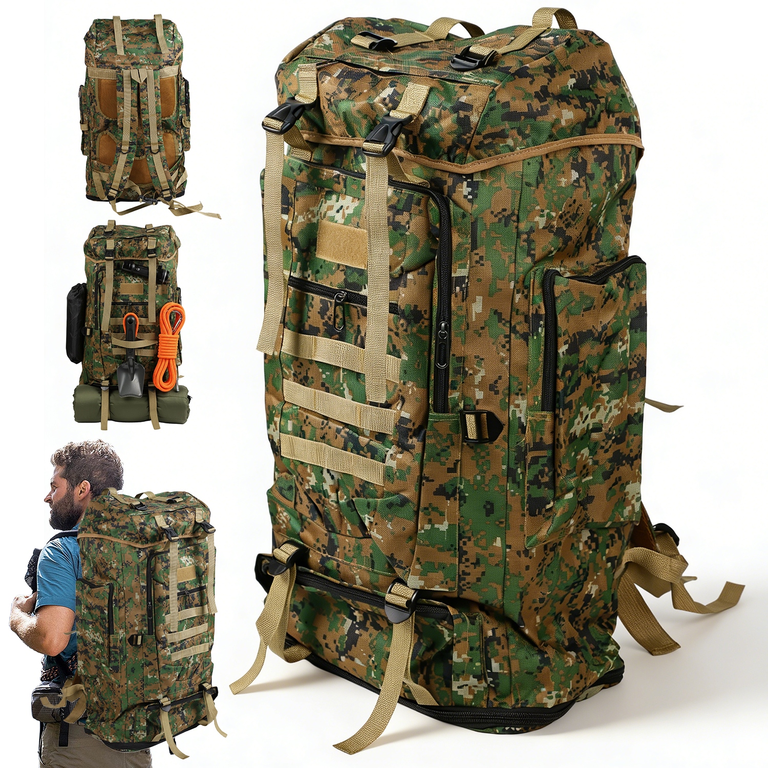Plecak Turystyczny 100L Torba Wyprawowy Kamuflaż Taktyczny Wodoodporny