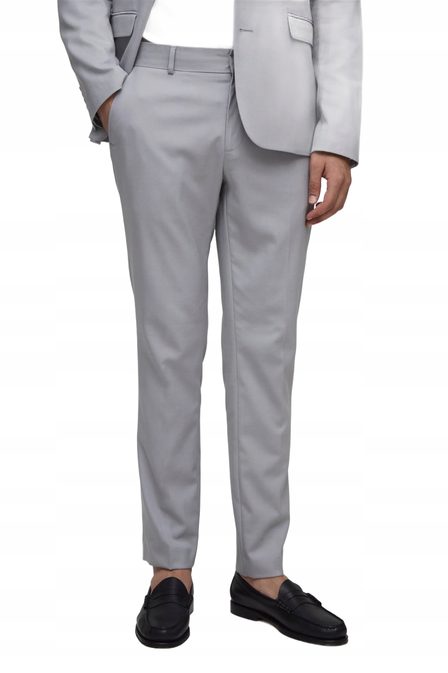 Boohooman Šedý Pánský Slim Oblek Bez Vesty Elegantní 28 Z3A*