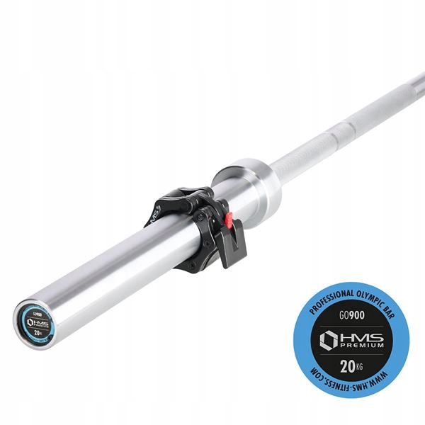 GO900 Gryf Olimpijski 20KG 2200MM Hms Premium ZG1500 Silver Zaciski Lock