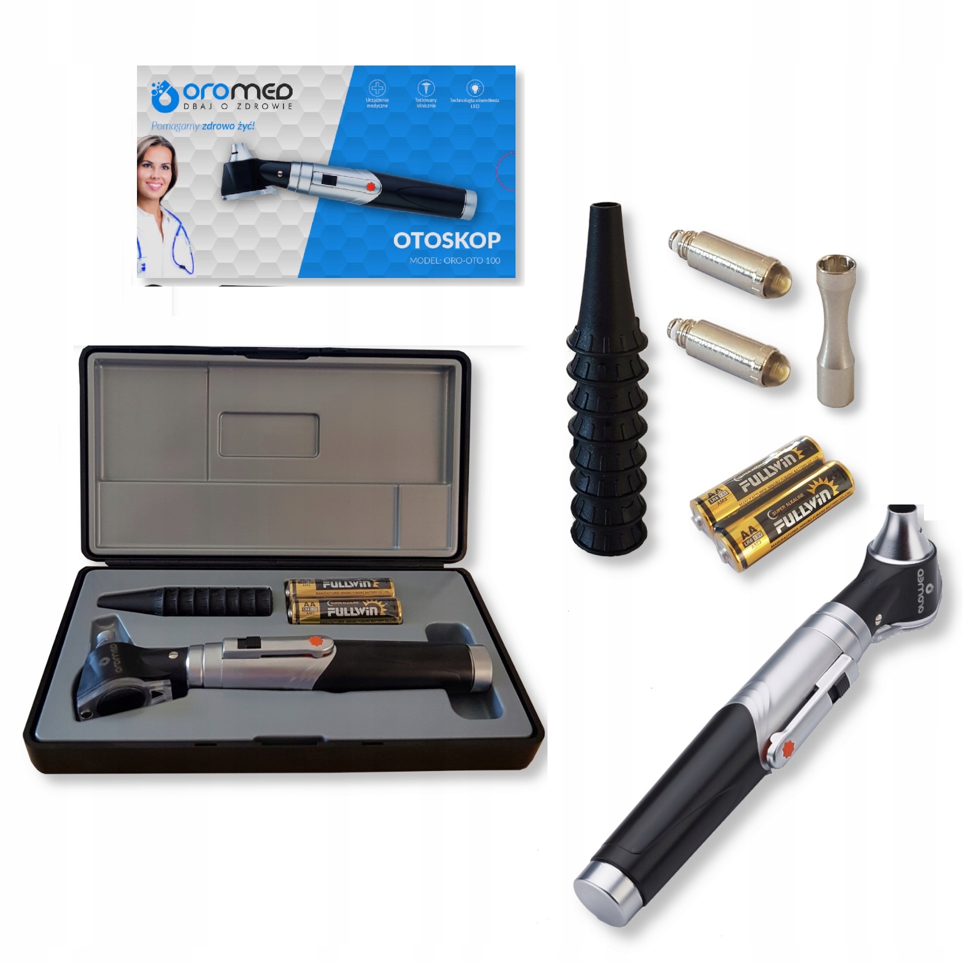 

Otoskop Profesjonalny ORO-OTO100 Led 8 Wzierników