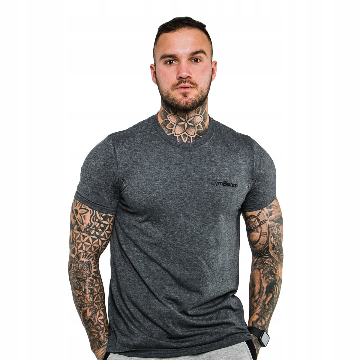 KOSZULKA SPORTOWA MĘSKA TRENINGOWA FITNESS T-SHIRT BASIC - GymBeam XL szara