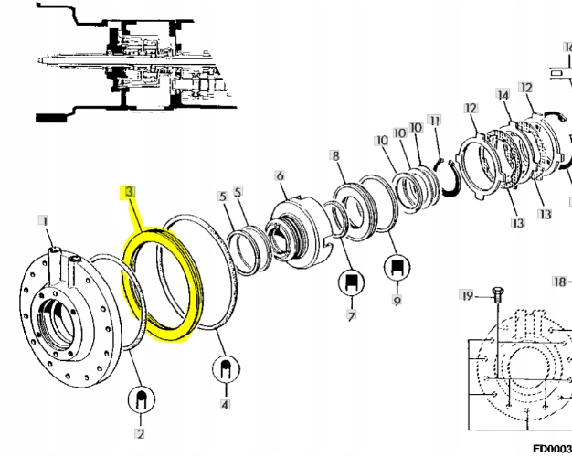 Převodový píst traktoru John Deere 3300 3200 RT7700022242 Originální