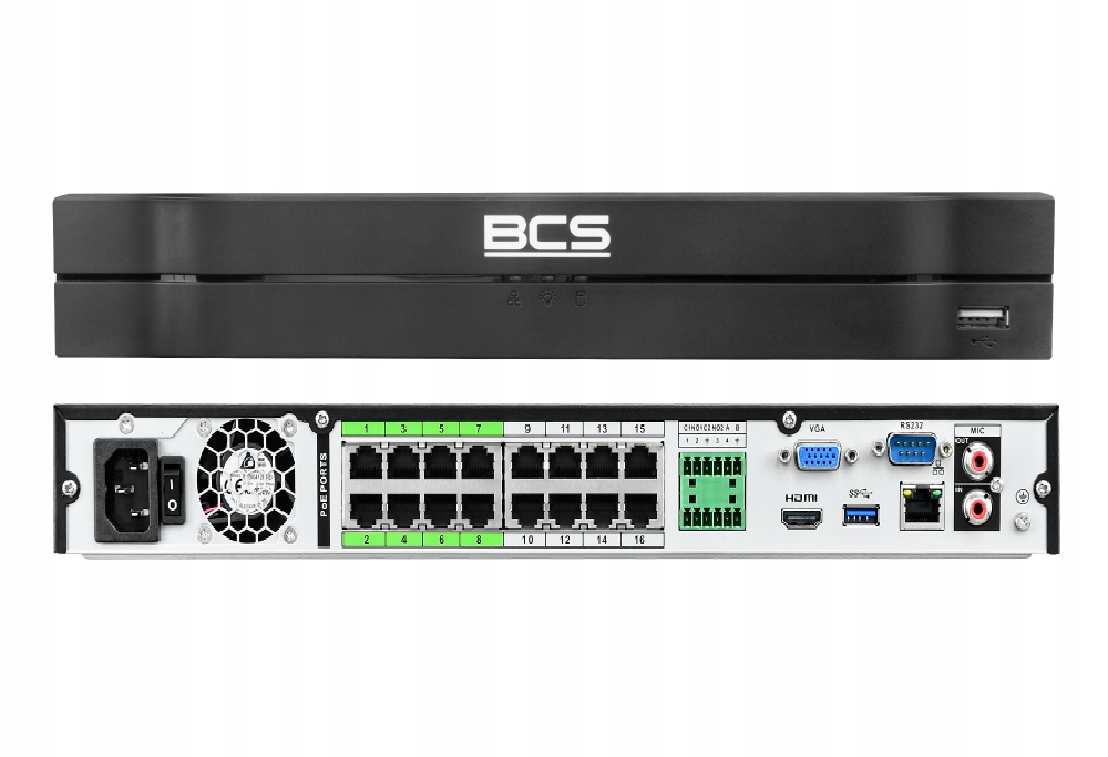 Ip rekordér BCS-L-NVR1602-A-4KE-16P(2) 16kanálový,16xPoE,16Mpx| Bcs Line