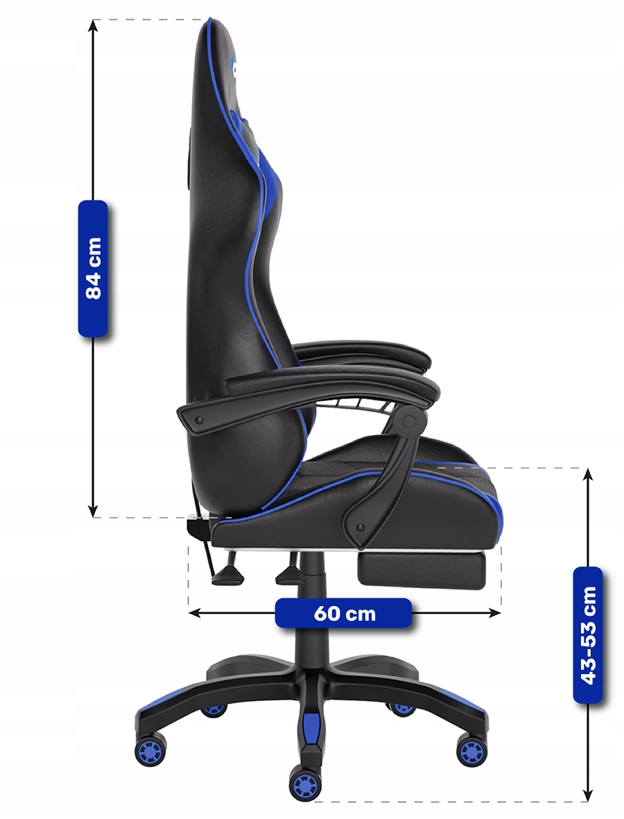 FOTEL GAMINGOWY - CYBER CHAIRS - X-POWER BLUE Głębokość mebla 60 cm