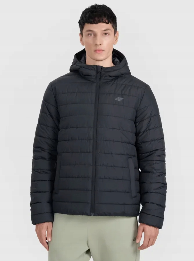 4F Kurtka Puchowa Czarna Pikowana Z Małym Logo XXL