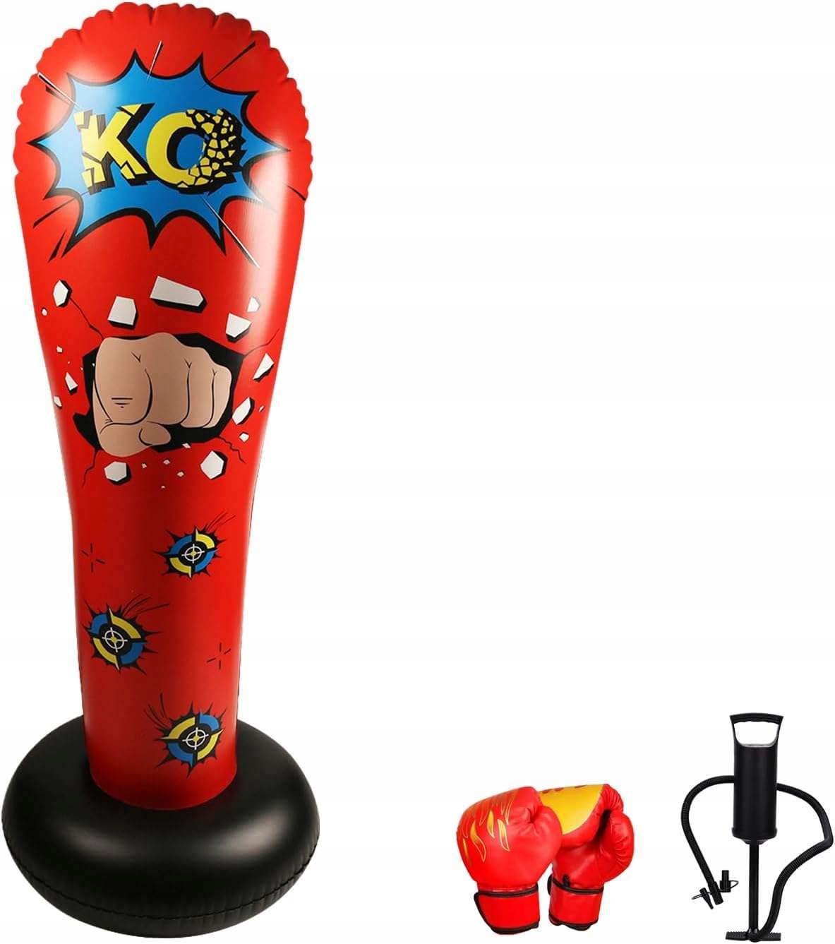 Worek bokserski wolnostojący nadmuchiwany 160cm rękawice pompka