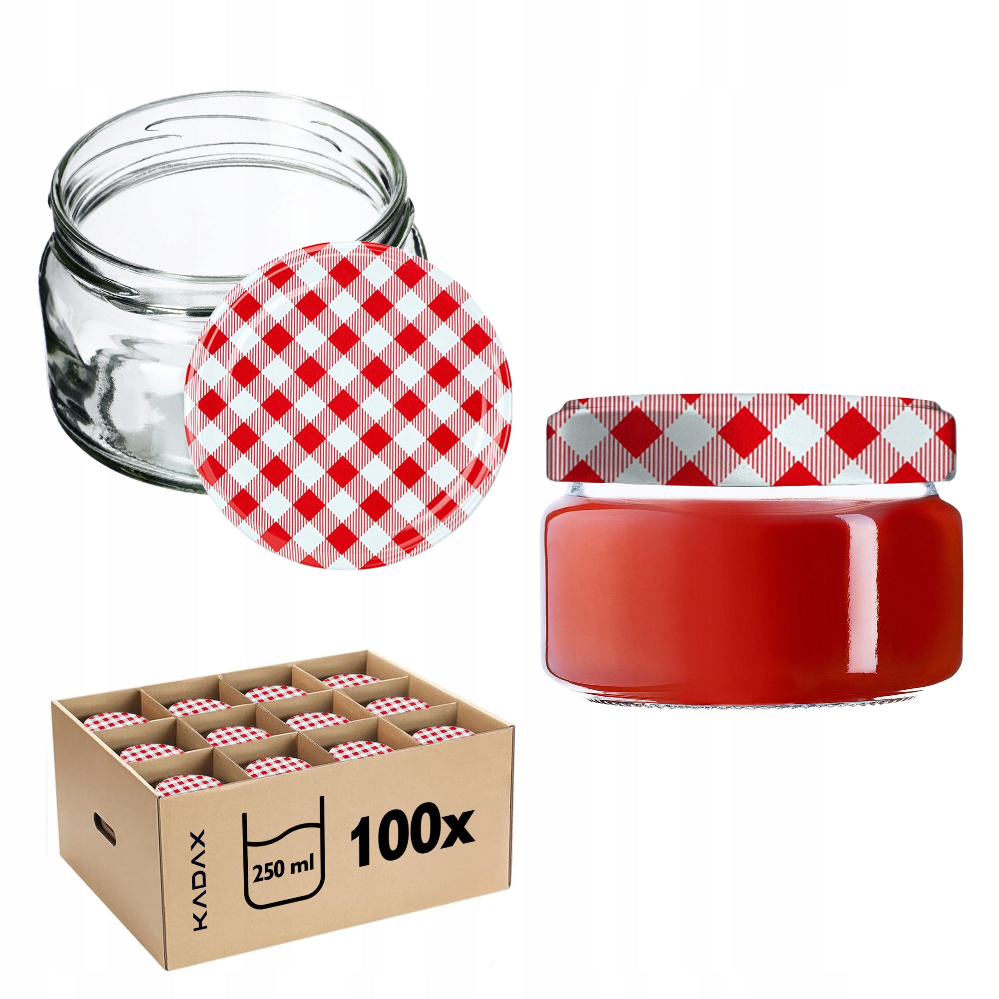 100 x Nádoba Na Zaváranie 250 ml Viečko FI82 Med