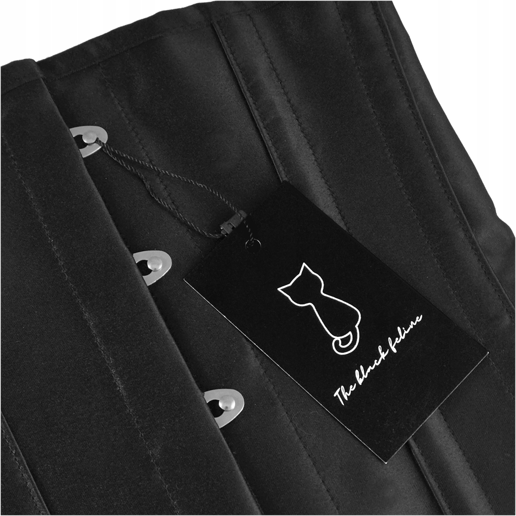 SATYNOWY CZARNY pas GORSET 14 METALOWYCH FISZBIN Materiał dominujący elastan