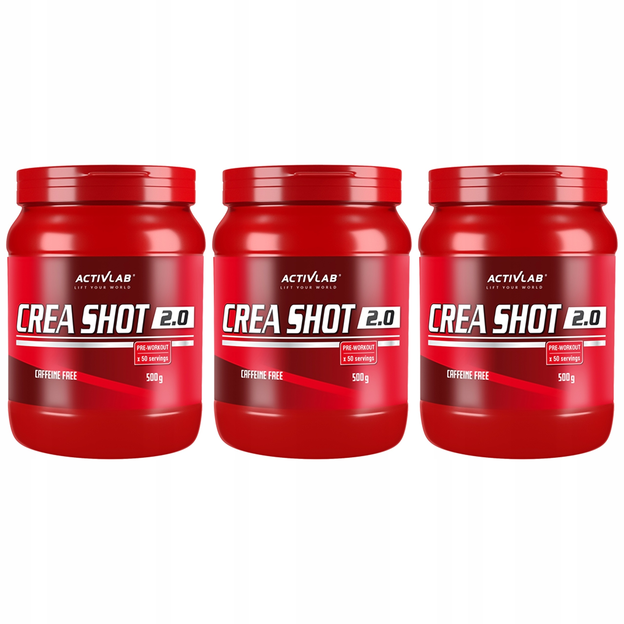 3x Activlab Crea Shot 2.0 500g Kreatin Beta-Alanin Síla Masa Svaly