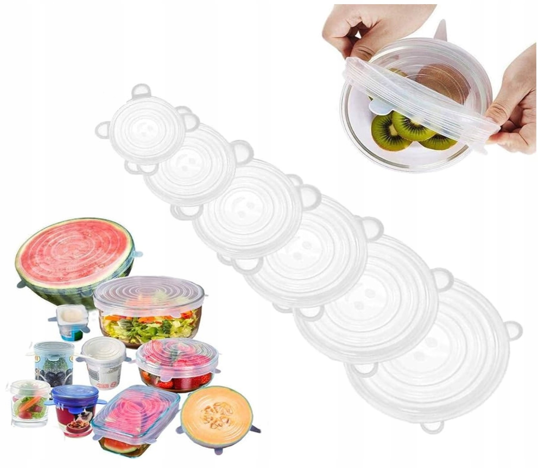 UNIWERSALNE SILIKONOWE POKRYWKI DO ŻYWNOŚCI 6szt Kod producenta 4564856555429