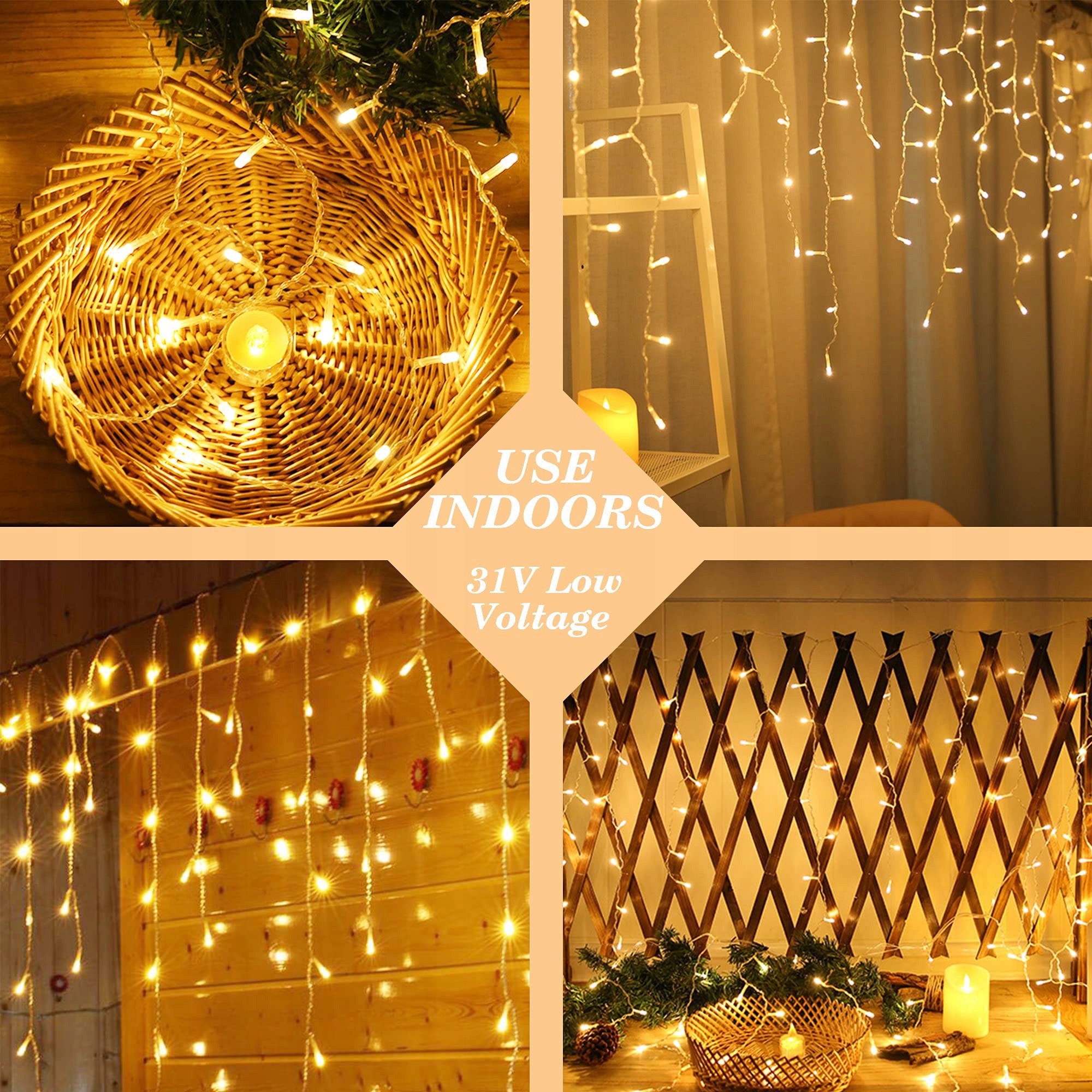 BELLALICHT KURTYNA ZEWNĘTRZNA ŚWIETLNA LAMPKI IP44 8 TRYBÓW TIMER 400 LED — miniatura 4