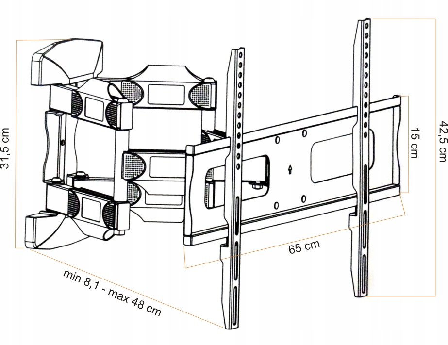 REGULOWANY OBROTOWY UCHWYT TV DO TELEWIZORA 32-85" Maksymalna wielkość telewizora 85