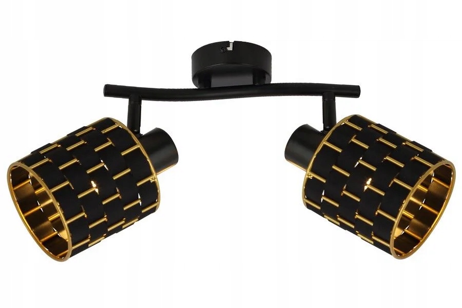 Stropní svítidlo dvojitá, černá, zlatá, pletená, dekorativní do obývacího pokoje Reality