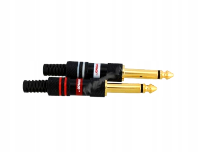 

Wtyk duży Jack 6,3mm Mono na kabel złoty 6mm