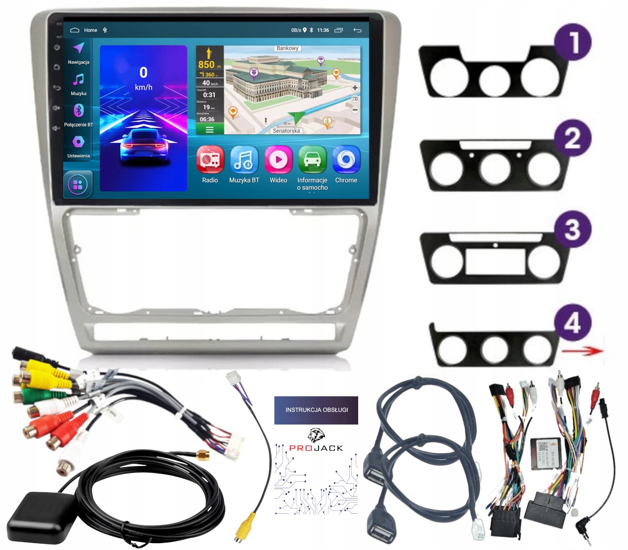 Radio Samochodowe Gps Android Skoda Octavia 2 2004-2013 Wifi Carplay 2/64GB