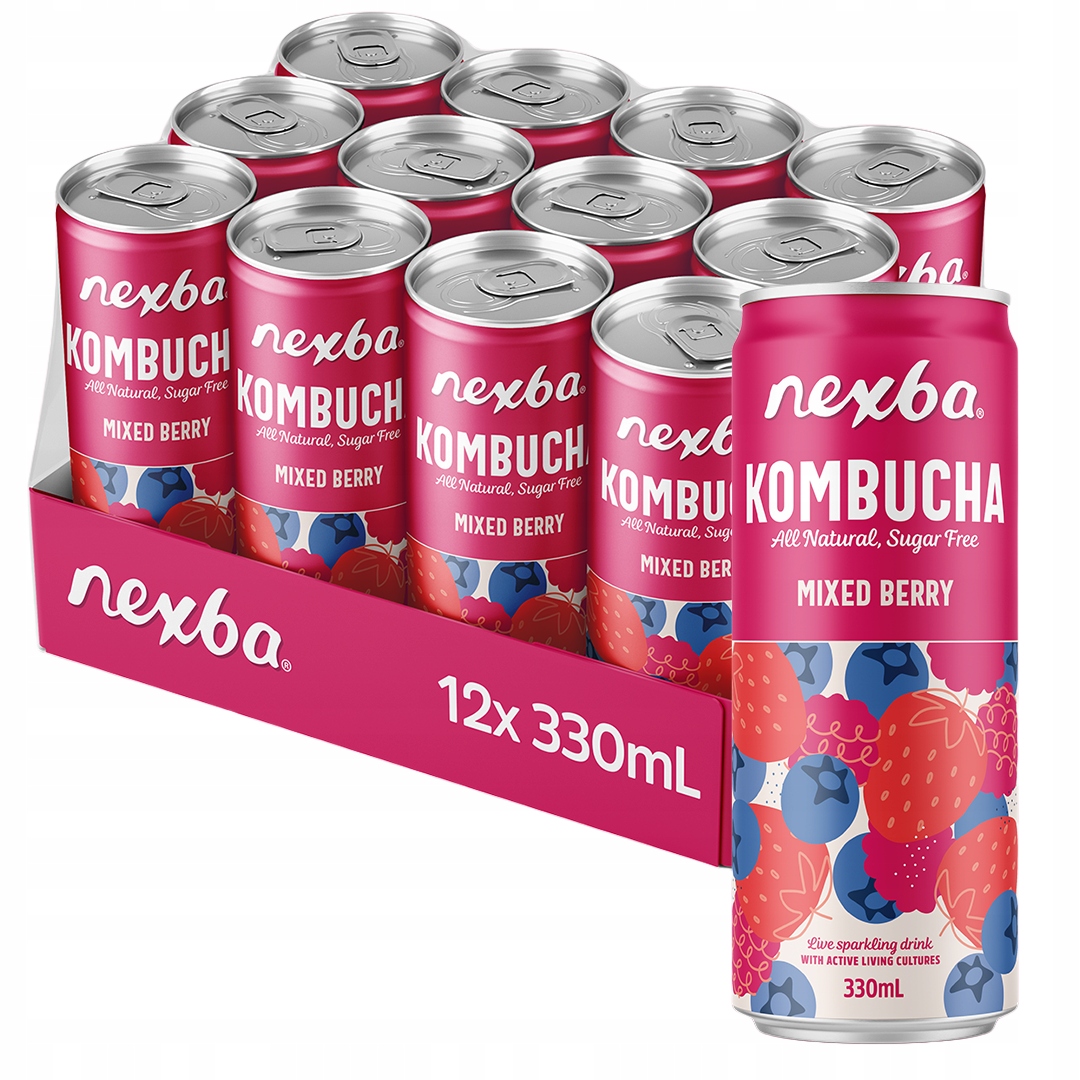 Kombucha napój fermentowana herbata Nexba Mixed Berry 330 ml x12