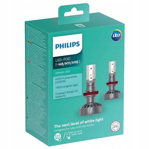 Philips Led žiarovky H8/H11/H16 Ultinon 160% 6200K
