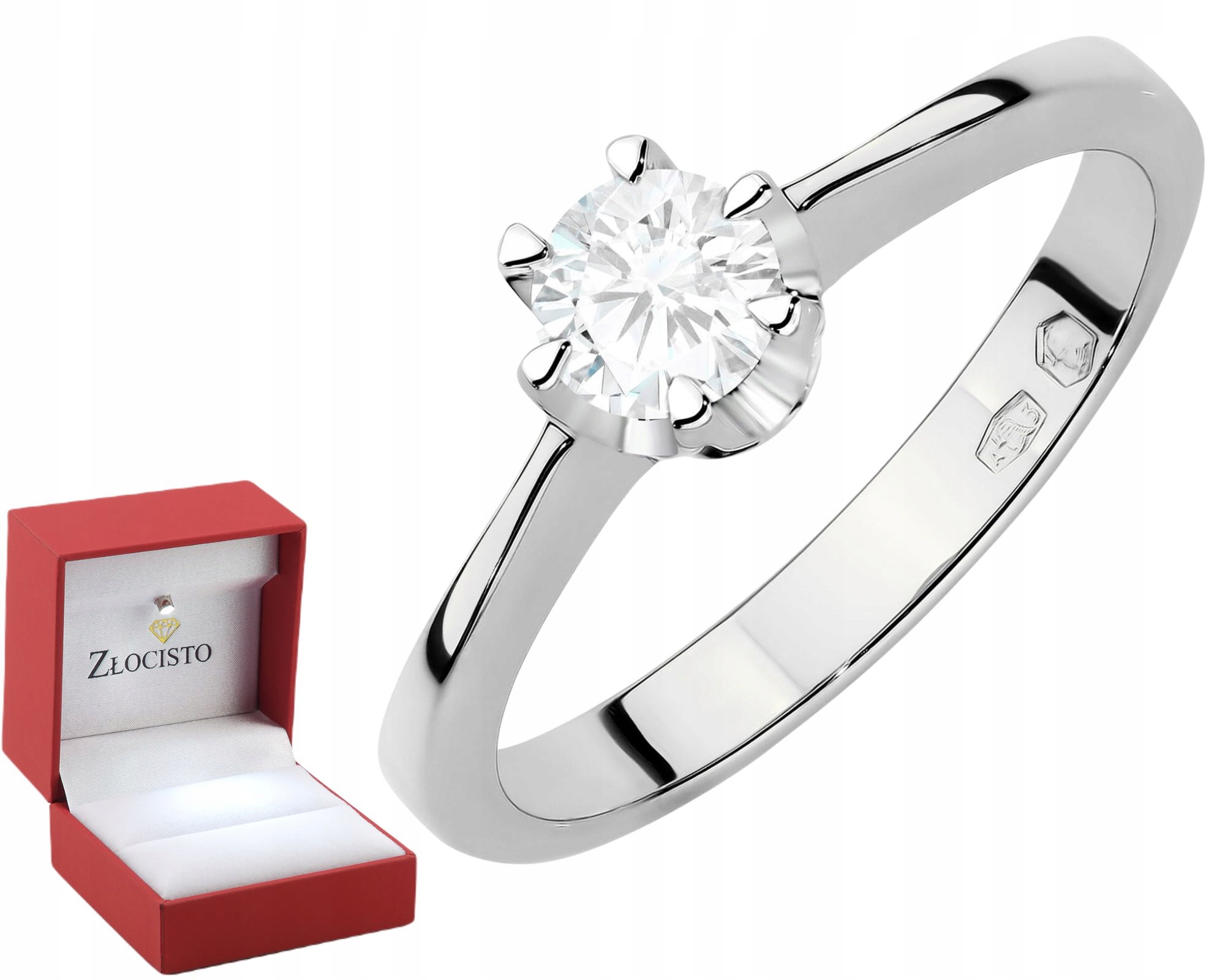 Bílé Zlato Prstýnek S Laboratorním Diamantem 585 Dárek